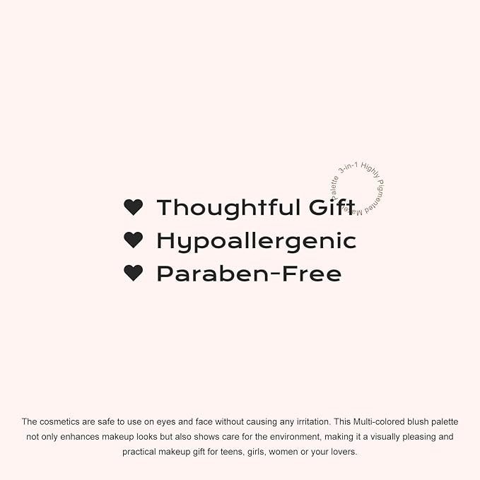 Color Nymph Ultra-Creamy Highlighter Blush Bronzer Stackable Makeup Palette Set | 3-IN-1 Multi-Use Long-Lasting & Matte & Shimmer Power, Travel-Friendly Makeup Kits | Vegan & Cruelty-Free - Combo