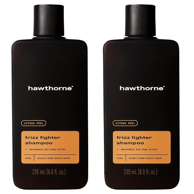 Hawthorne Frizz Fighter Shampoo for Curly Hair with Shea Butter, Macadamia, and Coconut Oil. Hydrate Hair and Tame Frizz. Sulfate Free, Paraben Free. 8 Fl. Oz. 2-Pack.
