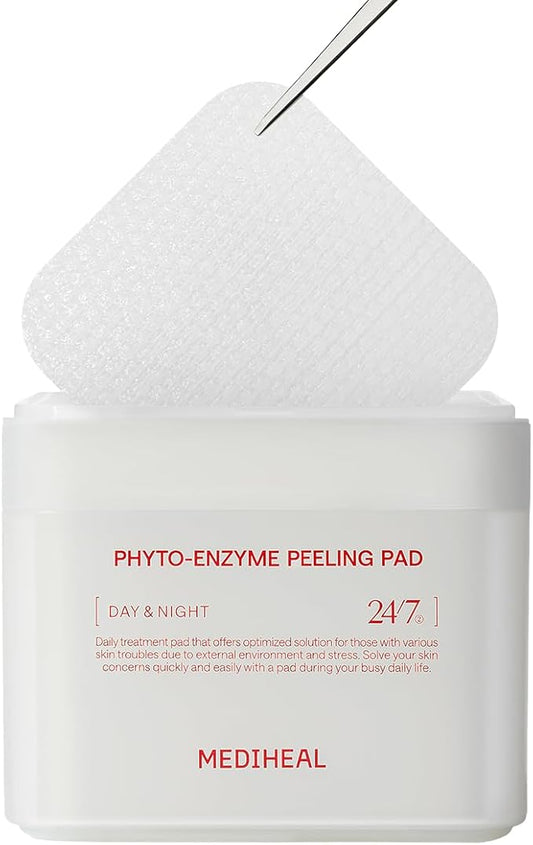 MEDIHEAL Phyto Enzyme Peeling Pad - Vegan Face Resurfacing Gauze Pads with LHA & Papaya Enzym - Pore Tightening Pads to Control Sebum - Exfoliating Pads for Dead Skin Cells, 90 Pads
