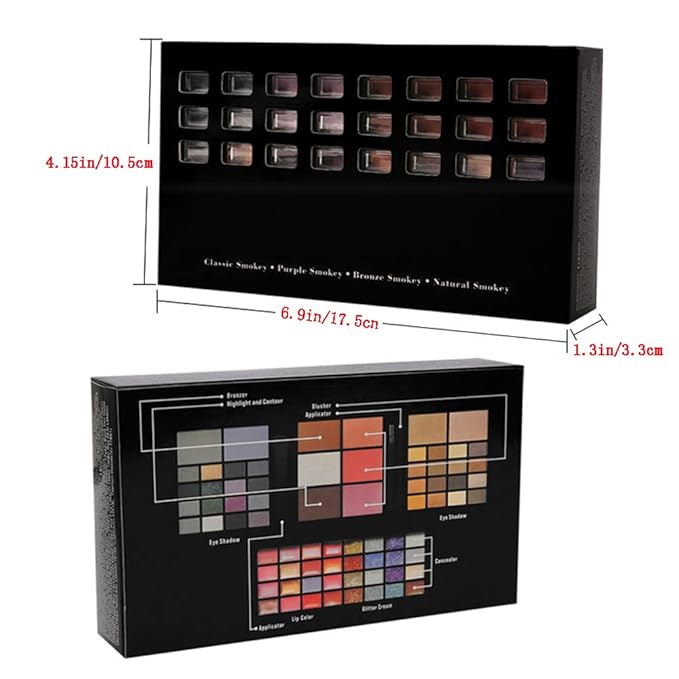 Makeup Kit for Women Full Kit Eyeshadow Facial Blusher Eyebrow Powder Face Concealer Powder Eyeliner Pencil Ultimate Color Combination 74 Colors Makeup Set Combination Palette