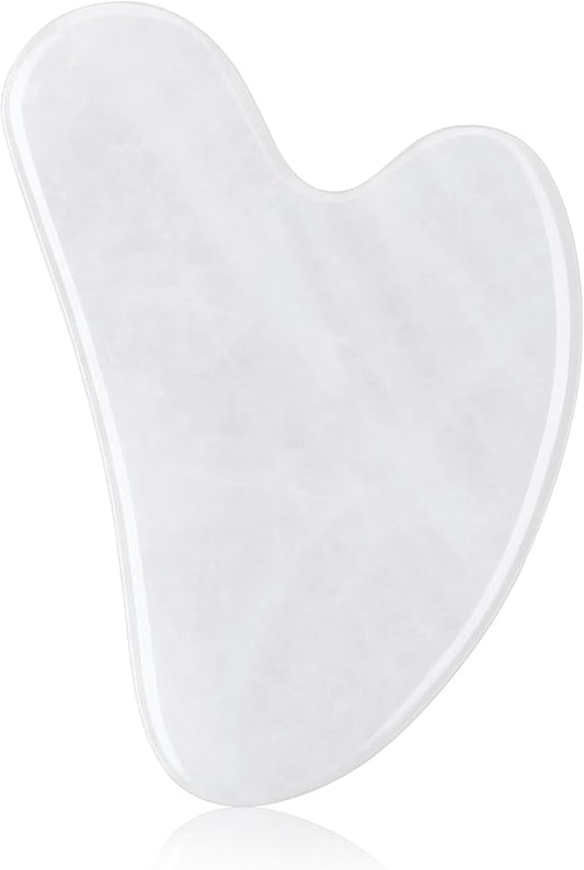 Guasha Tool for Face: White Jade Gua Sha Facial Tools - Gua Sha Stone for Face and Body Skin Massage - Guasha Jade Stone Scraping Massager for SPA Acupuncture, Therapy Trigger Point Treatment