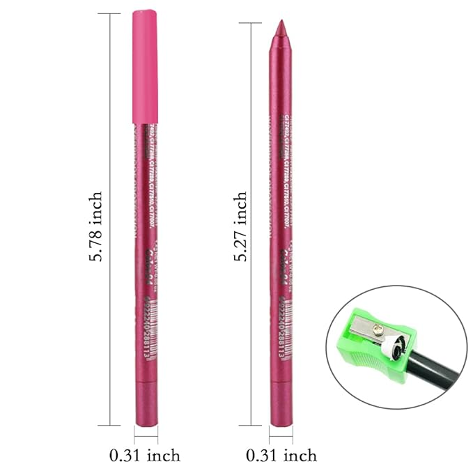 evpct Hot Pink Glitter Eyeliner Pencils for Eyes, Pink Metallic Shimmer Eye Liner Pencil Makeup Waterproof Smudge Proof, Colored Gel Waterline Eyeliner Liquid, Face Eye Paint Stick Halloween Makeup 04
