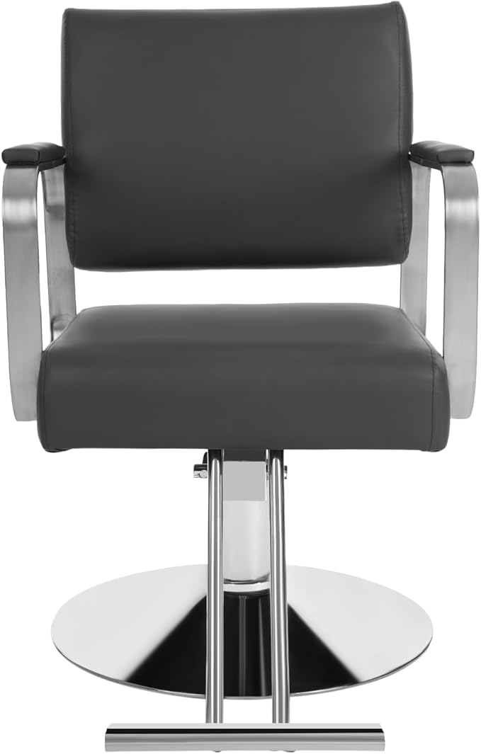 YIYIBYUS Salon Chair for Hair Stylist, 360° Swivel Barber Chair with Heavy Duty Hydraulic Pump, Spa Beauty Equipment for Hair Stylist Women Man, Max Load Weight 440 Lbs, Silver