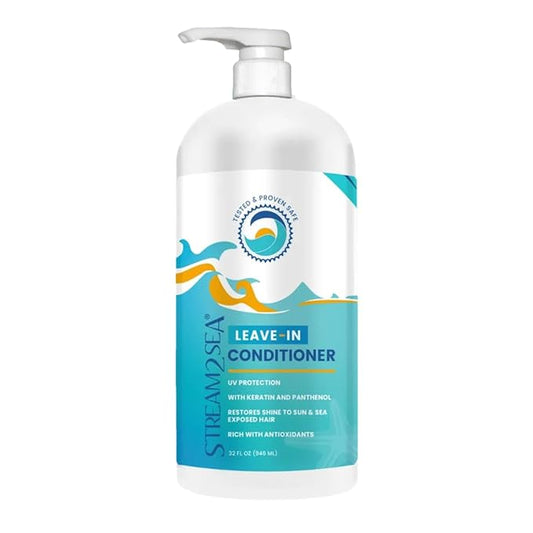 STREAM 2 SEA Leave In Conditioner Reef Safe Hair Conditioner Formula For Dry and Damaged Hair, 32 oz Paraben Free Hair Detangler with UV Protection For All Hair Types