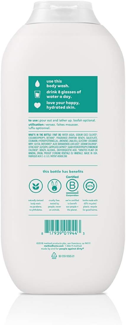 Method Body Wash, Stay Hydrated, Paraben and Phthalate Free, 18 oz (Pack of 6)