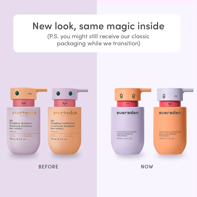 Evereden Happy Hair Duo for Kids: Vegan Shampoo and Conditioner Set with Detangler Brush - Strengthens & Smooths All Hair Types