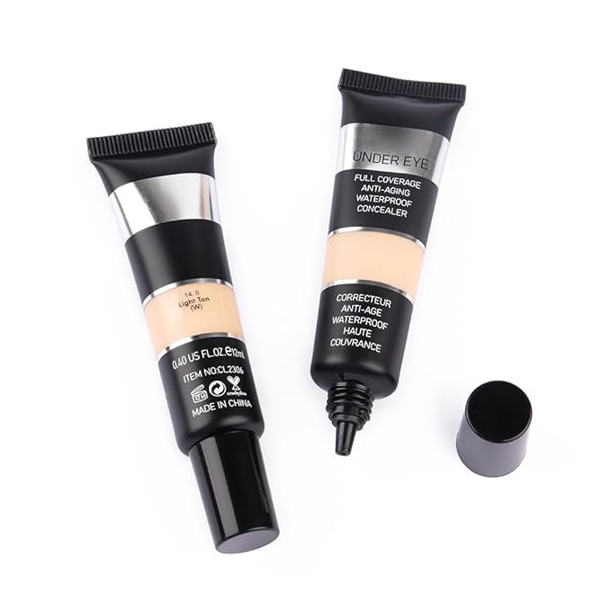 Pro Under Eye Full Coverage Liquid Concealer to Cover Dark Circles, Scars, Redness, Spots, Fine Lines, Corrector Anti-Aging Natural Finish, Moistening Smooth Cream, Waterproof 0.4 fl oz - Medium#