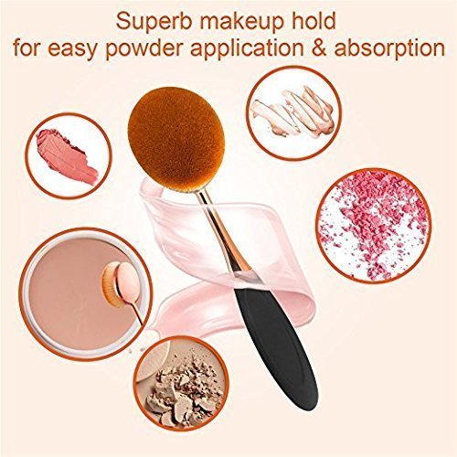 Yoseng Makeup Brushes Set 10Pcs Professional Oval Toothbrush Foundation Cream Contour Powder Blush Conceler Eyeliner Blending Brush New Fashionable Super Soft Cosmetic Brushes Tool with Box(Rose Gold)