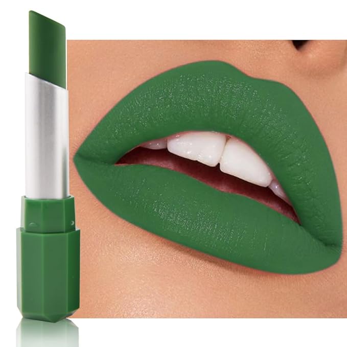 Medium Sea Green Matte Lipstick - Pigmented Lip Crayon & Face Paint Stick for Women Everyday Halloween Birthday Party Wear, Younger-Looking Lip Makeup, Labial para fiesta de disfraces 20