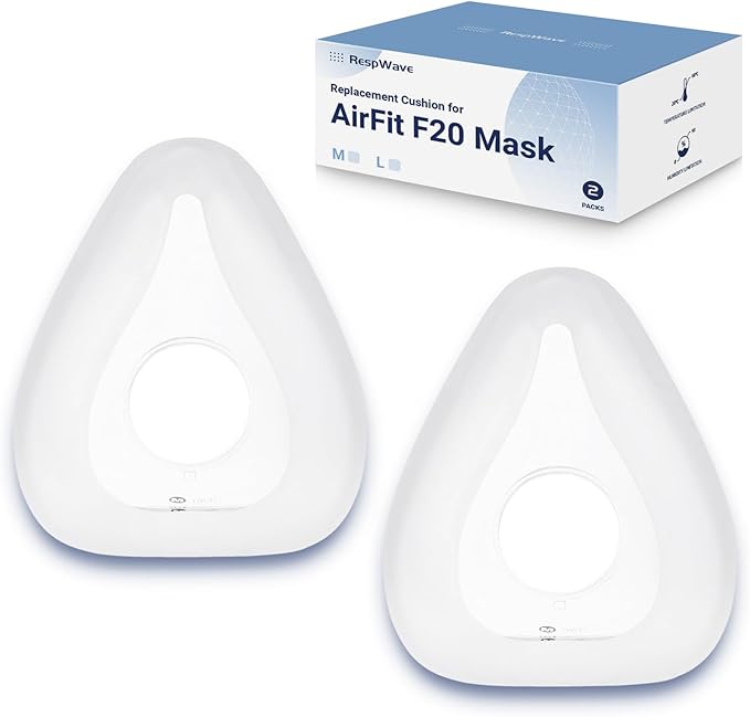 2-Pack Replacement Full Face Cushions Compatible with Original AirFit F20 AirTouch F20, Innovative Design for Secure Sealing and Nose Pressure Reduce, Ultra Soft Silicone, CPAP Supplies Accessories, M