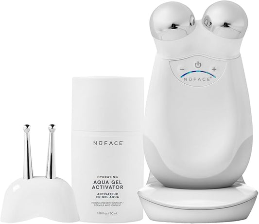 NuFACE Trinity FDA Cleared Microcurrent Facial Device + Effective Lip & Eye Attachment - Face Sculpting & Neck Tightening Device to Contour Cheeks, Brows & Mouth - with Hydrating Microcurrent Gel