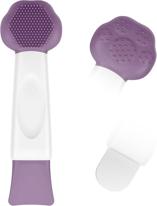 Silicone Face Scrubber, 3 in 1 Pore Brush Skin Scrubber Face Spatula with Face Mask Applicator Tool, Pore Cleaner, Blackhead Remover, Makeup Removal, Mud Mask, Body Lotion (Purple)