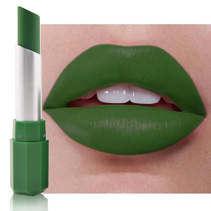 Forest Green Matte Lipstick - Pigmented Lip Crayon & Face Paint Stick for Women Everyday Halloween Birthday Party Wear, Younger-Looking Lip Makeup, Labial para fiesta de disfraces 19
