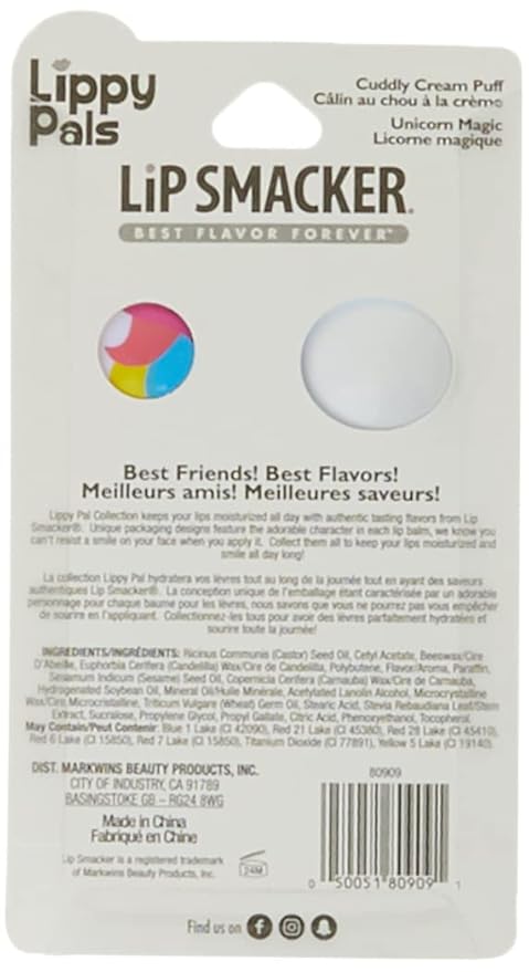 Lip Smacker Lippy Pals Unicorn & Panda, Flavored Moisturizing & Smoothing Soft Shine Lip Balm, Hydrating & Protecting Fun Tasty Flavors, Cruelty-Free & Vegan - Unicorn Magic & Cuddly Cream Puff