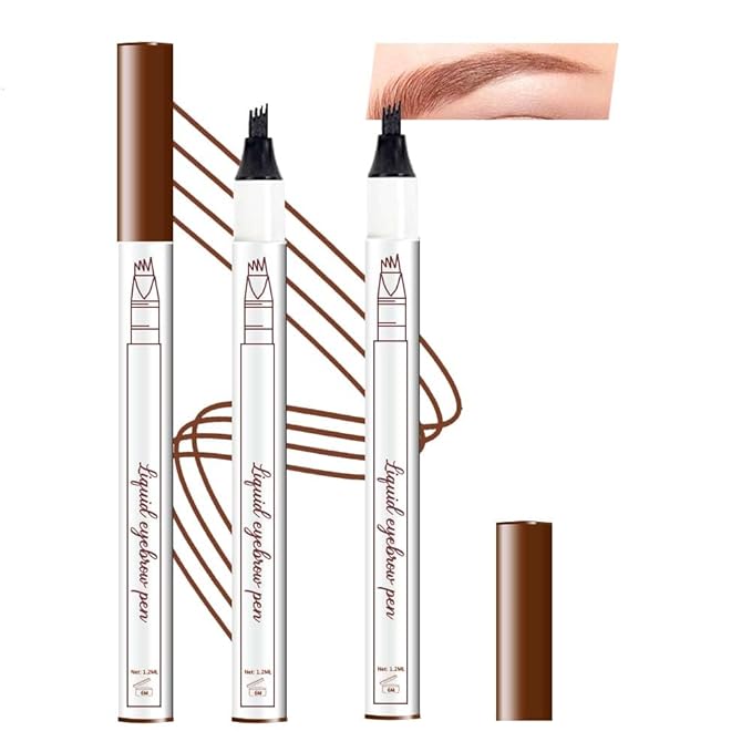 2 Pcs/Set Eyebrow Ink Pencil by Brow Stylist -Micro 4 Point Brow Pen Lift & Snatch Eyebrow Pen Kits with 3 Eyebrow Stencil Long-Lasting Waterproof Natural Eyebrow Hair (2# brown)