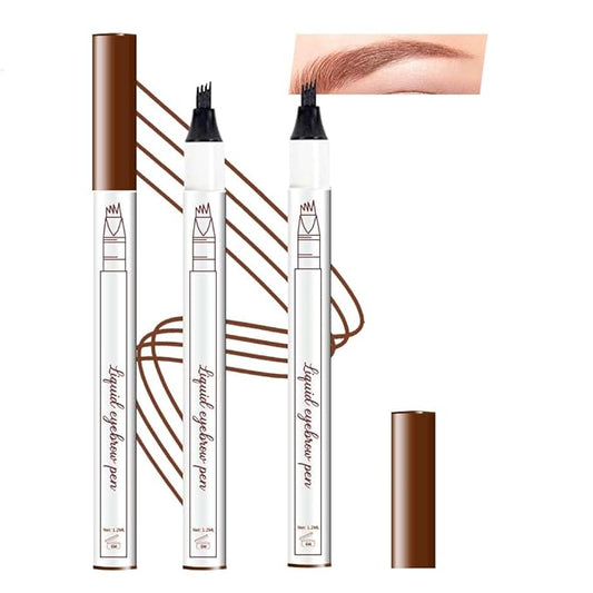 2 Pcs/Set Eyebrow Ink Pencil by Brow Stylist -Micro 4 Point Brow Pen Lift & Snatch Eyebrow Pen Kits with 3 Eyebrow Stencil Long-Lasting Waterproof Natural Eyebrow Hair (2# brown)