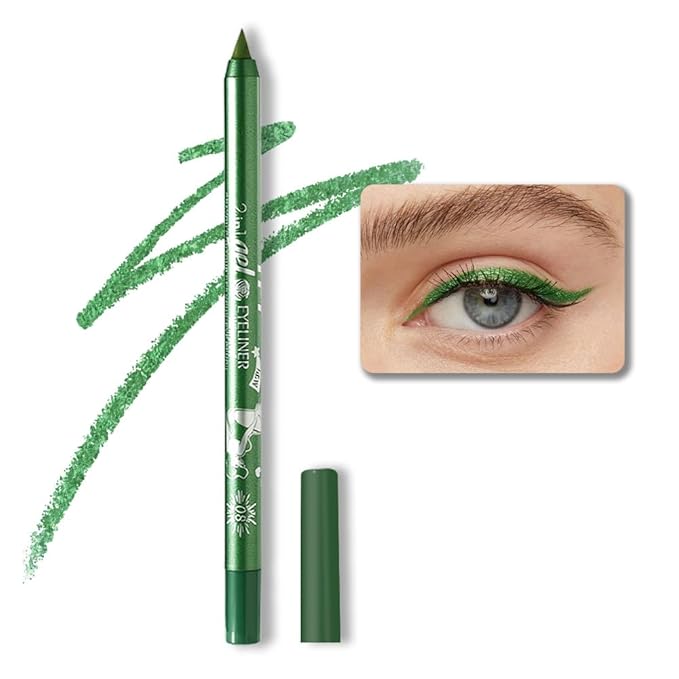 Kaely Green Waterline Pencil Eyeliner, Sharpenable Multi-Use Gel Eyeliner Pencil, Eye Liner Waterproof Smudge proof, Smooth Eye Makeup Liners, delineador de ojos contra el agua, 08