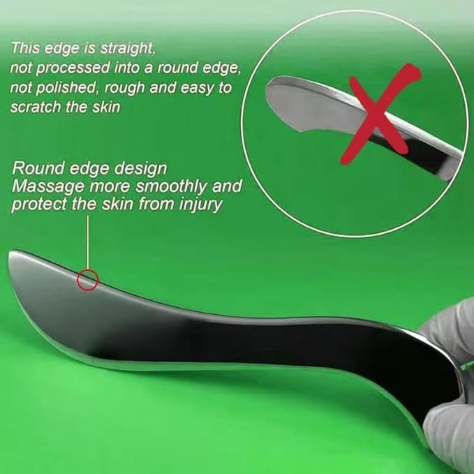 4 in 1 Stainless Steel Gua Sha Muscle Scraper Tool, Professional IASTM Physical Therapy Tool Set for Massage and Scraping （4pcs Carry Bag）