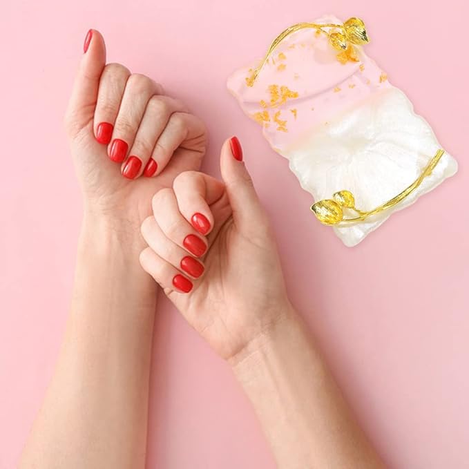 Resin Nail Art Palette, Nail Art Painting Palettes with Nail Palette Stirring Rod Gold Edge Nail Holder Nail Art Display Board Fashion Delicate Nail Tool Accessories, Type 2