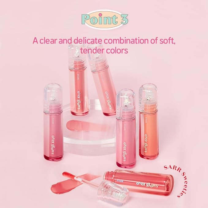 ETUDE Over Glowy Lip Gloss #4 Pink Marshmallow | Non-Sticky Vegan Lip Tint | Moisturized & Long-lasting Lip Gloss | Daily Tint for Dry Lips, Korean Makeup, K-beauty, Perfect for Gift