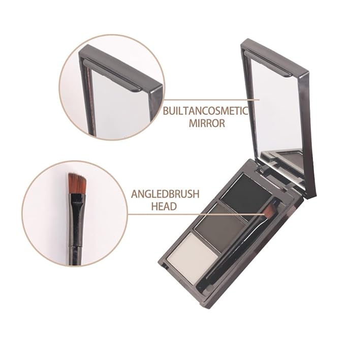 Eye Brow Powder for Women, Taupe Eyebrow Powder Kit with Brush, Long-Lasting 3 Colors Brow Palette, Filler for Full, Defined Natural Brows Shaping (01)