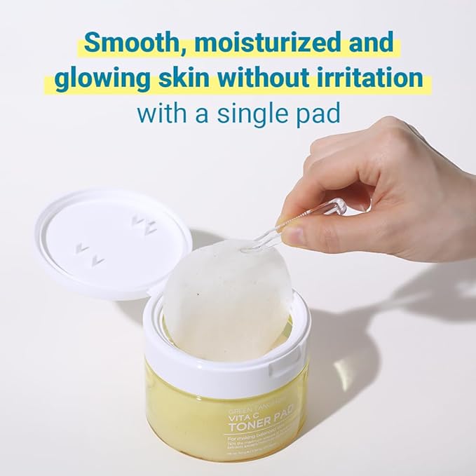 TENZERO Green Tangerine Vita C Toner Pad (70 Count, 160g), 100% Natural Cotton, Moisturizing Brightening, Korean Facial Toner Pads, Blemishes Dull Skin