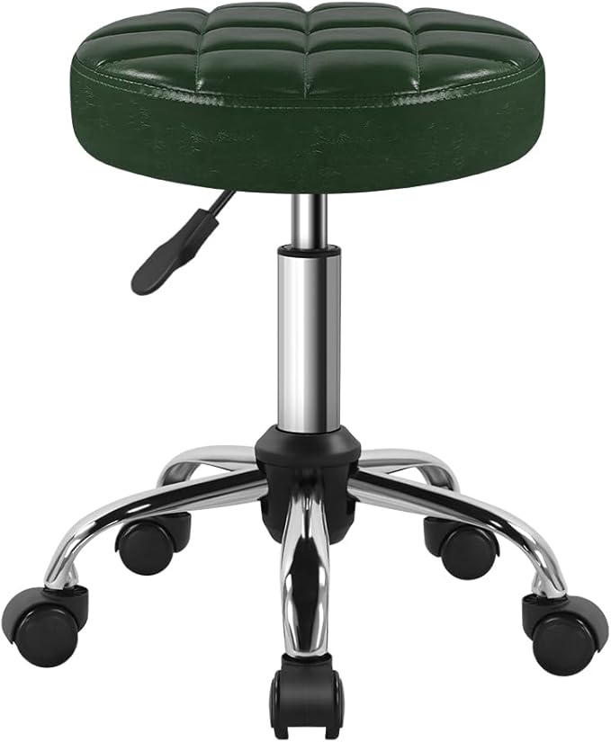 Classic Swivel Stool with Wheel for Salon Work Home SPA Shop Height-Adjustable and Cost-Effective Rolling Stool Chair Small (Green)