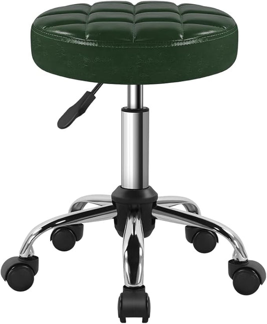 Classic Swivel Stool with Wheel for Salon Work Home SPA Shop Height-Adjustable and Cost-Effective Rolling Stool Chair Small (Green)