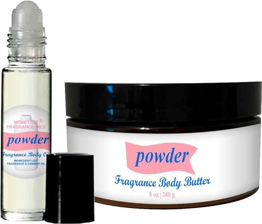 MOBETTER FRAGRANCE OILS Powder Fresh Set Scented Body Butter 8oz and Powder Fresh Fragrance Body Oil