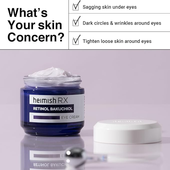 HEIMISH RX Retinol Bakuchiol Eye Cream - Daily Eye Cream for Anti Aging, Firming, Anti Wrinkle, Hydrating with Retinol, Non-greasy Formula, Korean Skincare, 30ml (1.01 fl. oz)