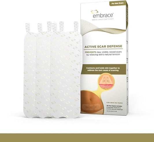 Embrace Active Scar Defense for New Scars, FDA-Cleared Medical-Grade Silicone Scar Sheets for Hypertrophic & Keloid Scar Treatment, 6.3 Inch, Extra-Large, 30-Day Supply