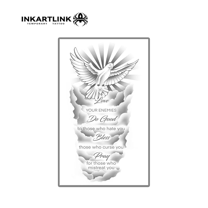 INKARTLINK Semi Permanent Tattoo, Temporary Tattoo, party tattoo, beautiful and realistic design, fun tattoo experience, cruelty-free, non-reflective, waterproof (Peace Dove)