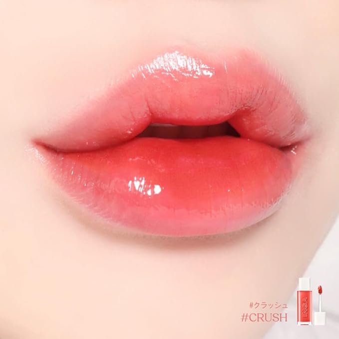 INGA Water Glow Lip Tint | Hydrating, Glossy Korean Lip Tint with Sheer Color & Glass-Like Shine | Long-Lasting, Non-Sticky Korean Lip Stain (CRUSH)
