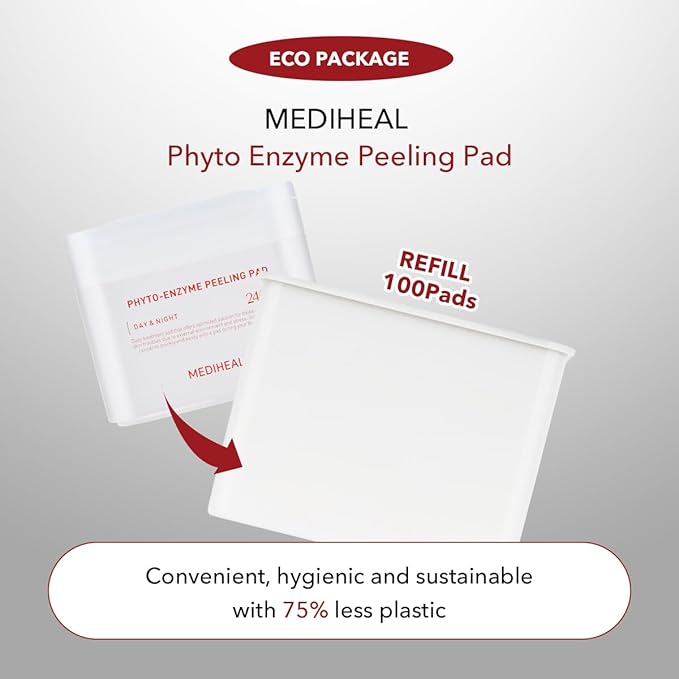 (Only Refill) MEDIHEAL Phyto Enzyme Peeling Pad - Vegan Face Resurfacing Gauze Pads with LHA & Papaya Enzym - Pore Tightening Pads to Control Sebum - Exfoliating Pads for Dead Skin Cells, 90 Pads
