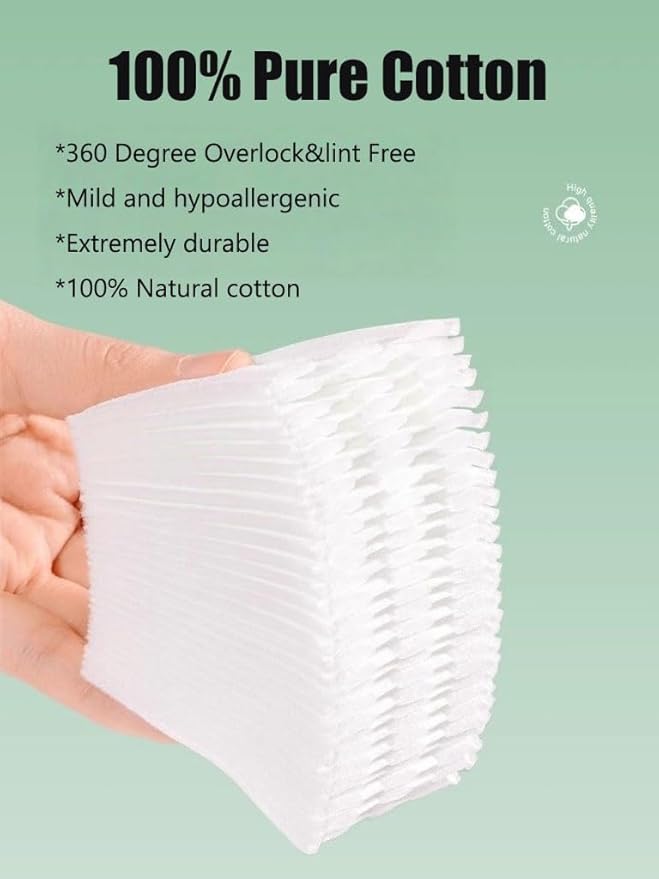 200PCS Square Cotton Pads for Face, Ultra Soft & Lint-Free & Textured, Facial Eye Makeup Remover Pads, Face Pads Cleansing Cotton Squares, Natural Premium Cotton Rounds Cosmetic Cotton Pads for Toner