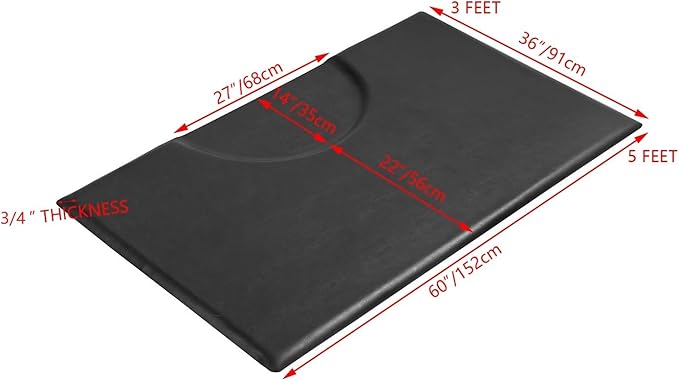 Kaleurrier Floor Mats for Hair Salon Chair - Barber Chair Anti Fatigue Rectangle Mat for Hair Stylist to Prevent Fatigue Caused by Standing - 5 ft. x 3 ft. Barbershop Pad Salon Station Equipment