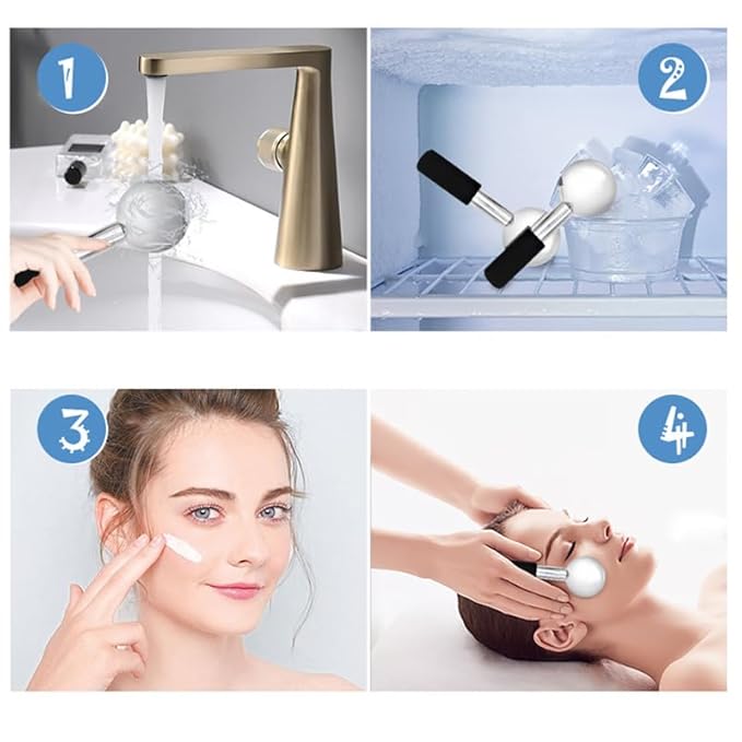 Betyura Ice Globes for Face & Eyes – Unbreakable Stainless Steel Cooling Cryo Sticks, Hot & Cold Facial Roller for Puffiness, Dark Circles & Daily Skincare（Black）