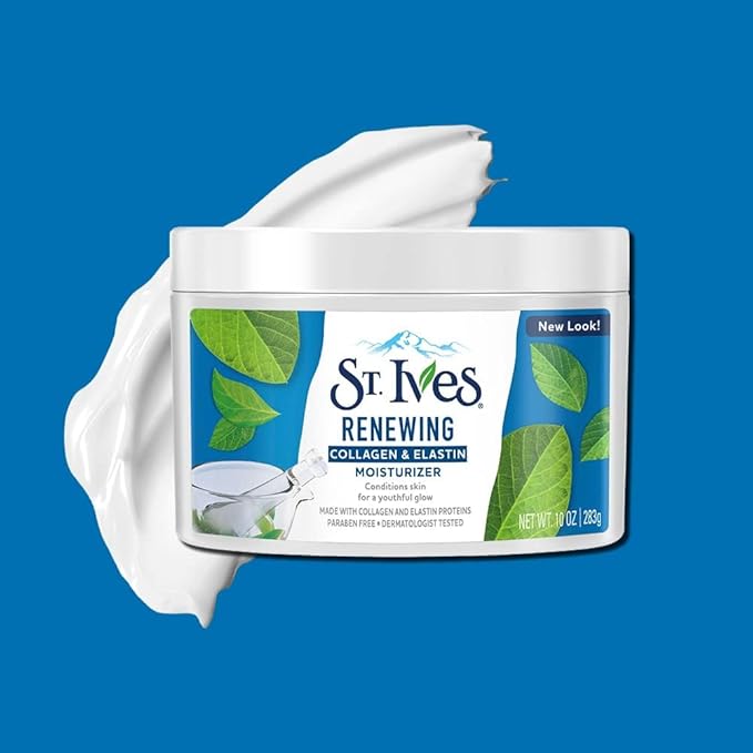 St. Ives Face Moisturizer Cream, Collagen and Elastin, Renewing Facial Moisturizer for Women, Paraben Free, Dermatologist Tested Daily Moisturizing for Dry Skin Cruelty Free, 10 oz (Pack of 2)