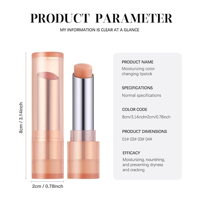 Color-Changing Lip Balm, Moisturizing Hydrating Tinted Lip Balm for Dry Lips, Long-Lasting Nourishing Lipstick, Glossy Lip Tint, Lip Care for Smooth, Soft Lips.3#