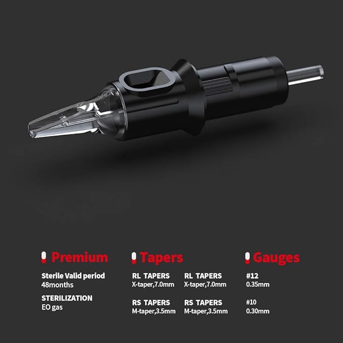 STIGMA Disposable Tattoo Cartridge Needles 50Pcs Assorted Sizes 5RS 9RS 5M1 7M1 9M1 11M1 5RM 7RM 9RM 11RM of Round Shader/Weaved Magnum/Round Magnum EN05-50KIT-D