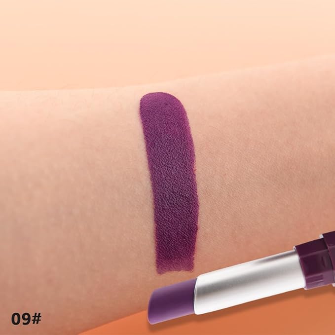 Dark Plum Purple Matte Lipstick - Pigmented Lip Crayon & Face Paint Stick for Women Everyday Halloween Birthday Party Wear, Younger-Looking Lip Makeup, Labial para fiesta de disfraces 09
