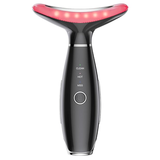 Facial Massager, 3 Modes Face Sculpting Tool, Vibrating Neck Face Massager with Thermals (Black)