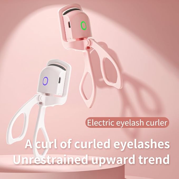 Electric Eyelash Curler, Mini Portable Design, Pink, 15s Quick Heat, 2-Temperature Control, Anti-Burn Protection, for Women