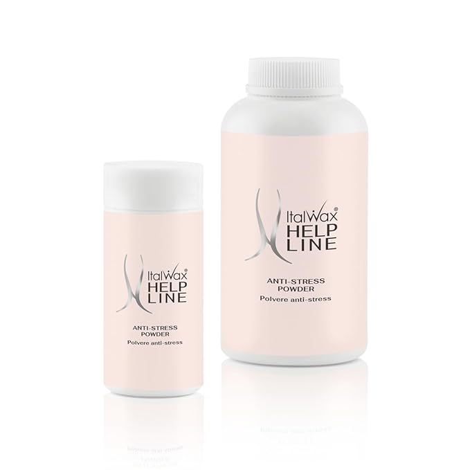 Italwax Help Line Anti-Stress Powder 3.17 oz (90g) – Calamine Soothing Formula – Reduces Redness After Waxing – Protects and Calms Sensitive Skin – for Professional and Home Use