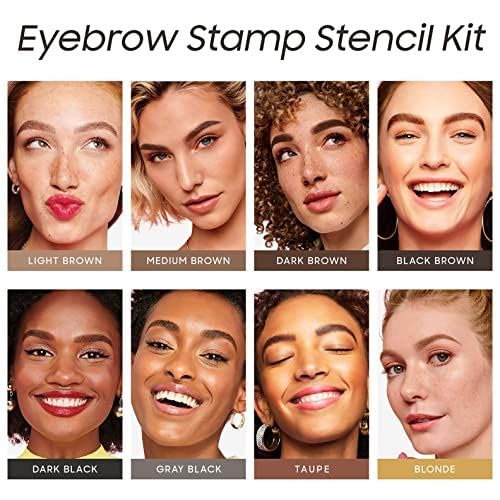 Eyebrow Stamp Stencil Kit - Eye Brow Stencil Kits with Eyebrow Blush, Long-lasting Waterproof & Smudge-Proof Eyebrow Shaping Kit with 24 Reusable Eyebrow Stencils for Perfect Brow (Blonde)