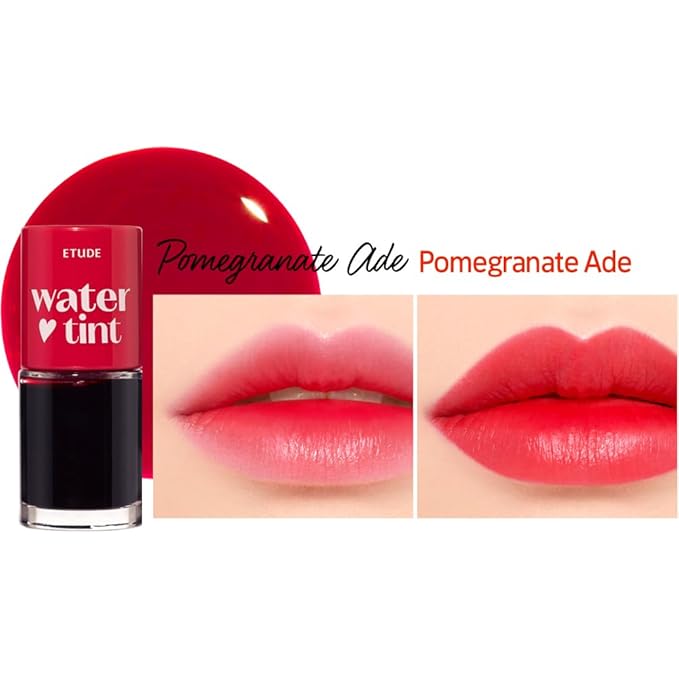 ETUDE Dear Darling Water Tint - Pomegranate Ade (9g) | Vivid Color Lip Stain with Moisturizing Weightless & Non-sticky Finish Lip Stain | Smudge-proof Lip Tint | Korean Makeup, Kbeauty