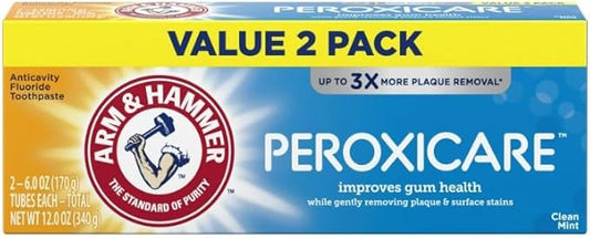 Arm & Hammer Advance White Toothpaste, Peroxicare Anti-Cavity Fluoride, Clean Mint, 6 FL Ounce (Pack of 2)