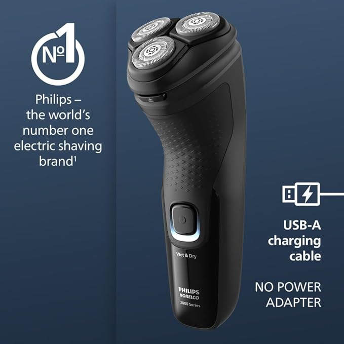 Philips Norelco Shaver 2400 Series, Wet and Dry Electric Shaver, Pop-up Trimmer, P-Cap, Deep Black, Model X3001/90