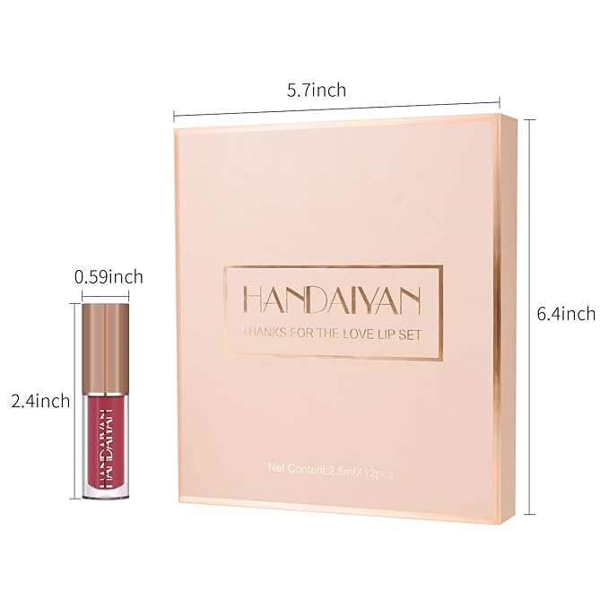 12 Colors Book Style Velvet Matte Liquid Lipstick Christmas Gift Set Long-Lasting Non-Stick Cup Not Fade Shimmer Nude Lip Gloss Thanks For the Love Lip Set (Set B)