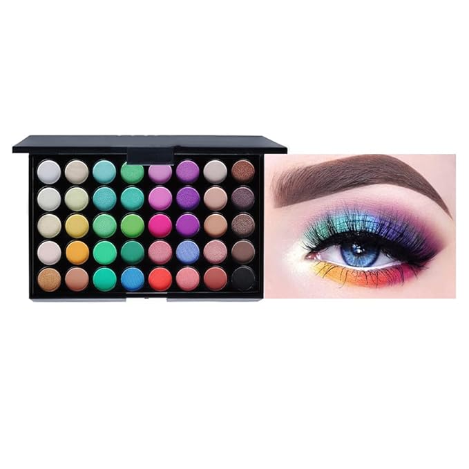 40 Color Smoky Eyeshadow Palette，Professional Premium Matte Glitter Makeup Palette，Multi-Color Eyeshadow Powder Cake，Long-lasting, Waterproof Makeup That Doesn't Come off Easily，3.52 OZ